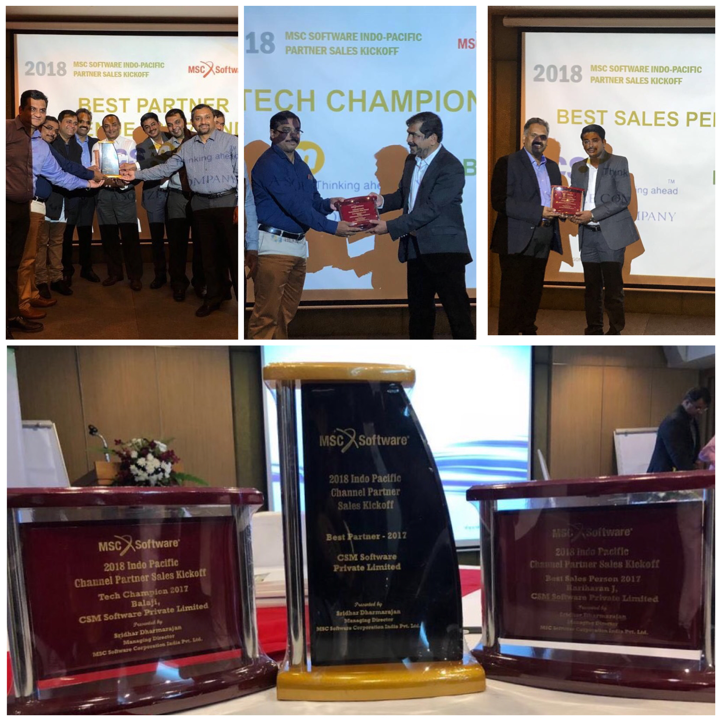 CSM team wins awards at MSC Software 2018 Indo – Pacific Partner Sales Kick-Off